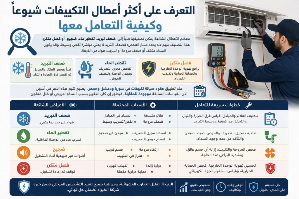 عقود صيانة تكيفات في سوريا ودمشق وحمص