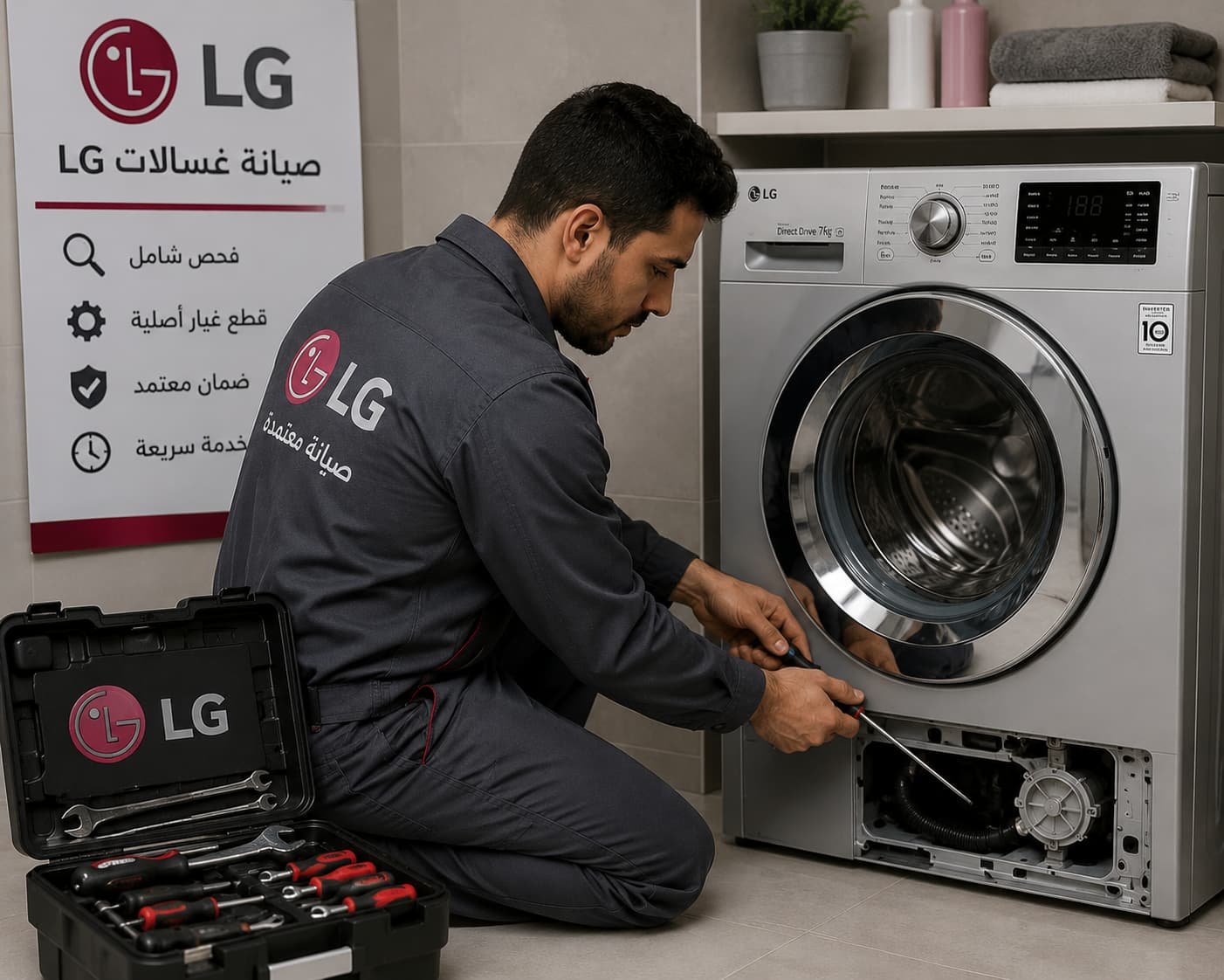 صيانة احترافية لغسالات LG على يد فنيين متخصصين.