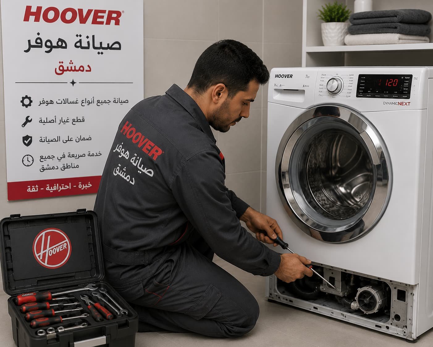 فني صيانة هوفر دمشق يقدم خدمات احترافية لإصلاح جميع الأعطال بسرعة ودقة، مع ضمان الجودة واستخدام قطع غيار أصلية للحفاظ على أفضل أداء لأجهزتك.