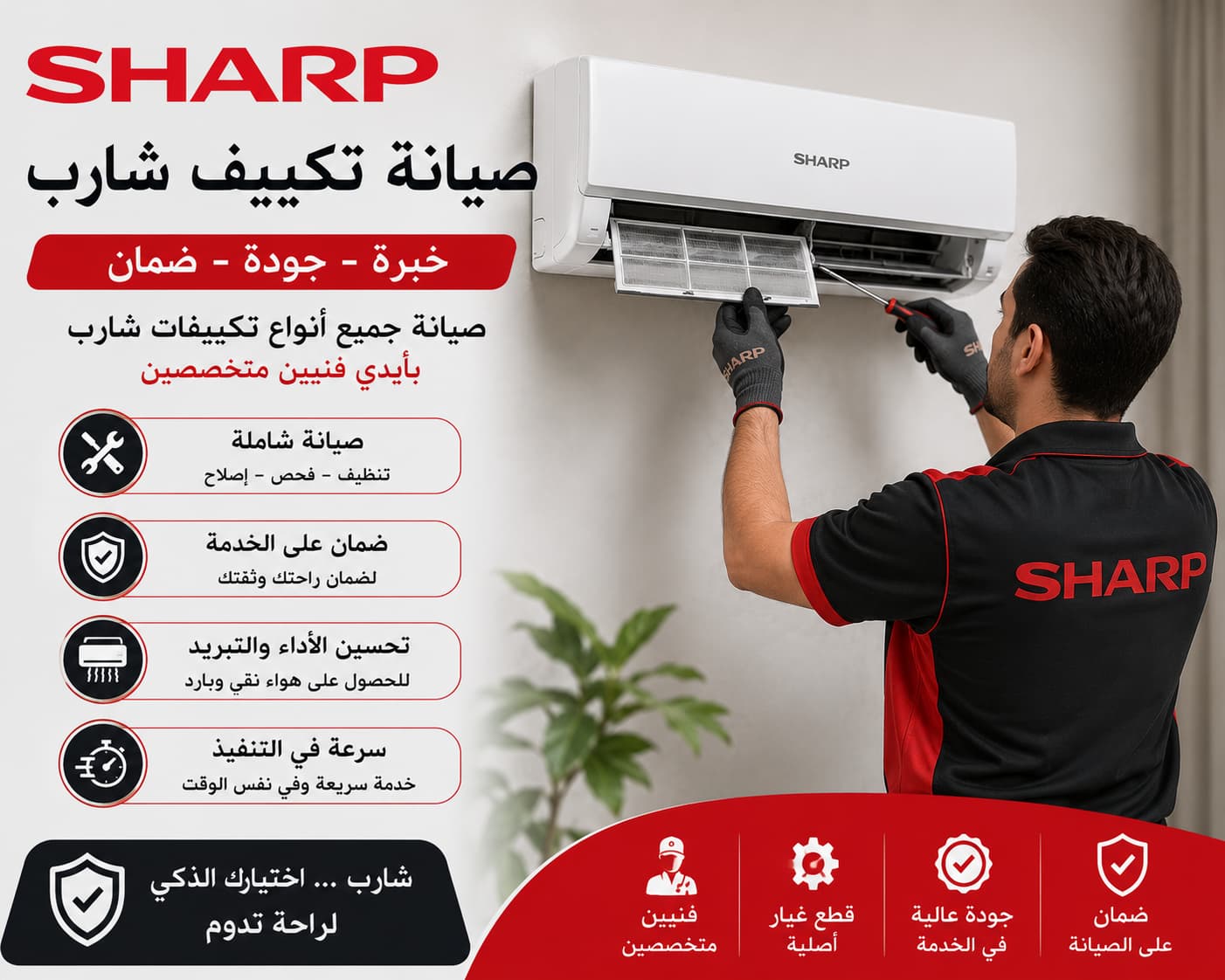 احصل علي صيانة تكييف شارب علي يد افضل الفنيين المتخصصين